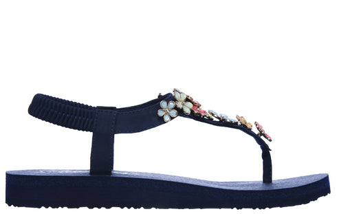 Slapi, dama, SKECHERS MEDITATION GLASS DAISY, 32922-NVMT bleumarin, textil